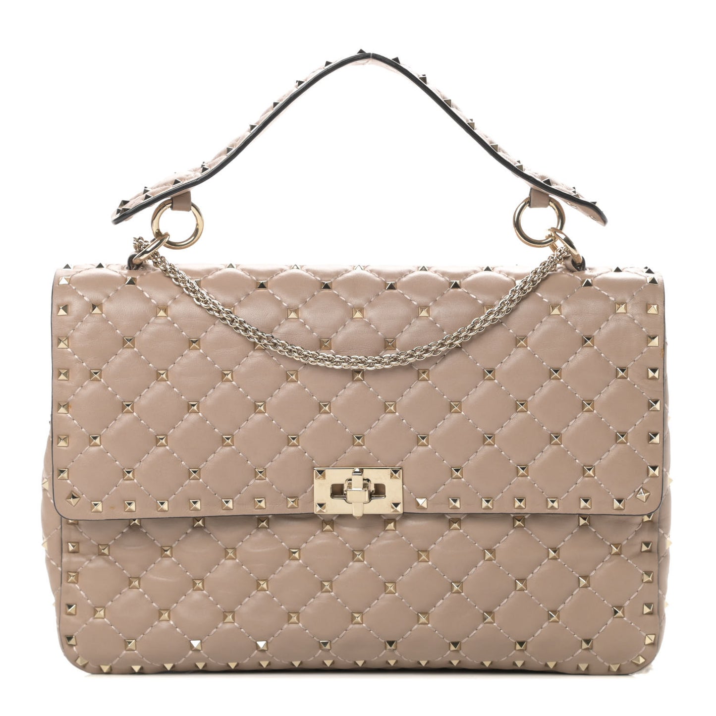 Nappa Large Rockstud Spike Shoulder Bag Poudre