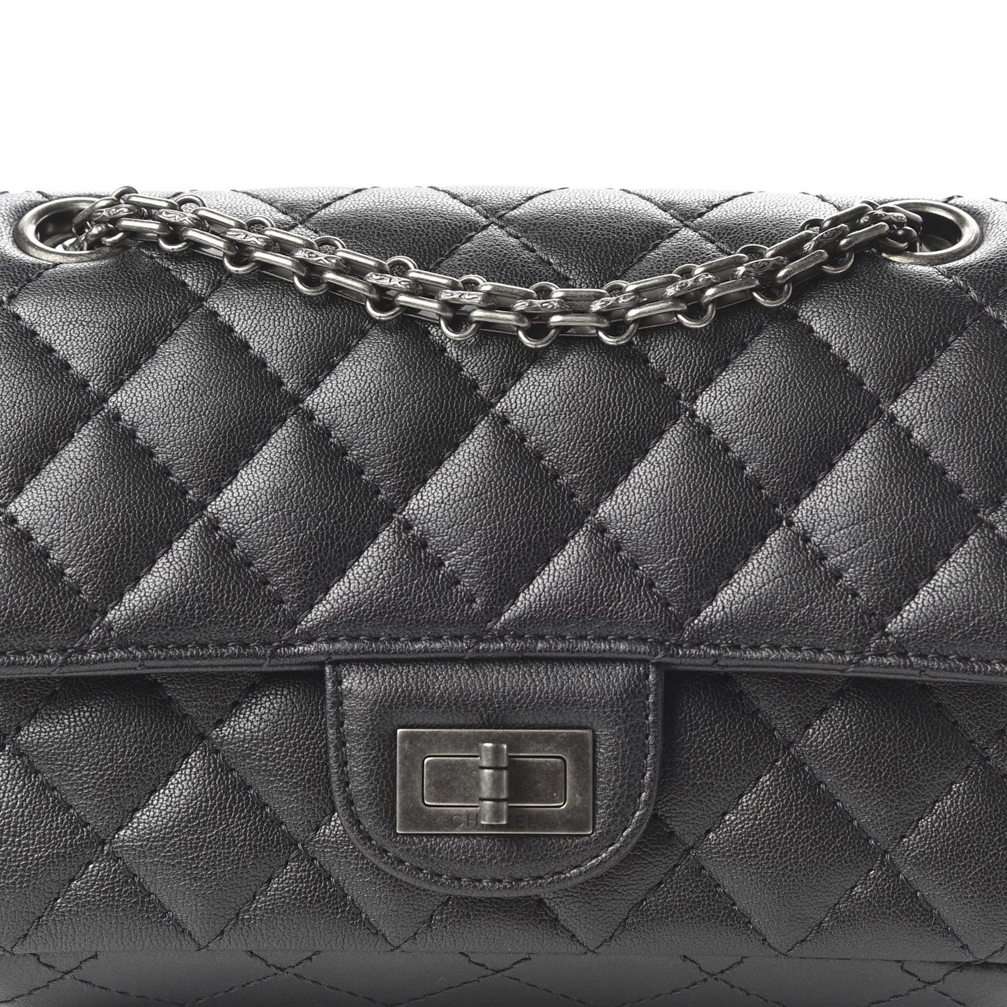 Sheepskin Quilted 2.55 Reissue Mini Flap Dark Grey
