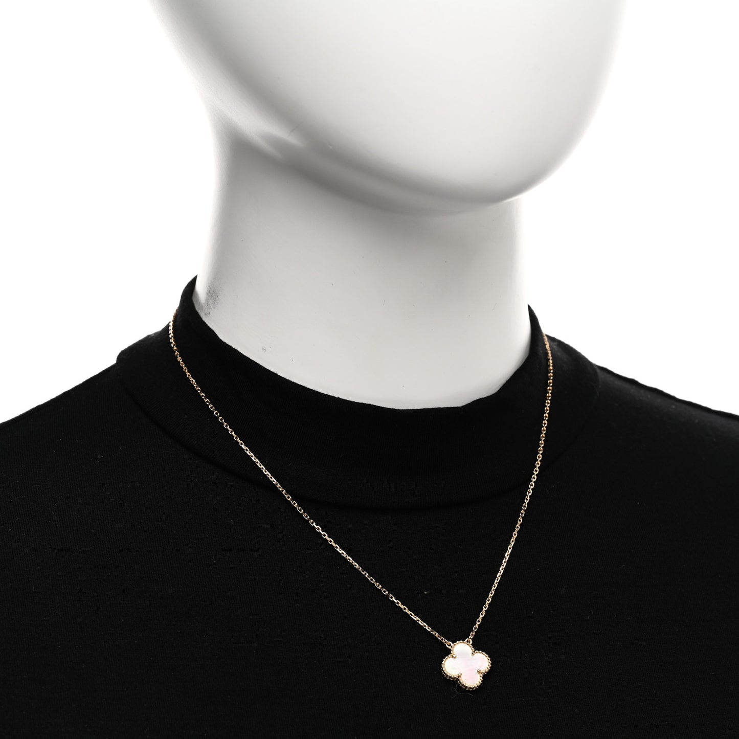 18K Yellow Gold Mother of Pearl Vintage Alhambra Pendant Necklace