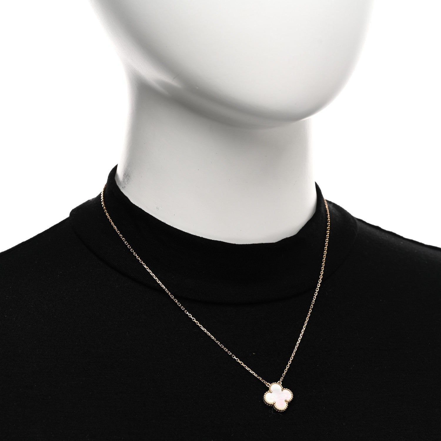 Van Cleef & Arpels 18K Yellow Gold Mother of Pearl Vintage Alhambra Pendant Necklace 2 of 4