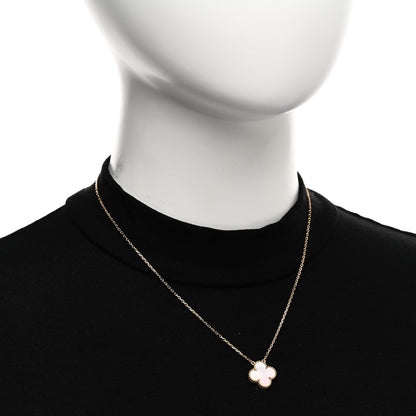 Van Cleef & Arpels 18K Yellow Gold Mother of Pearl Vintage Alhambra Pendant Necklace 2 of 4