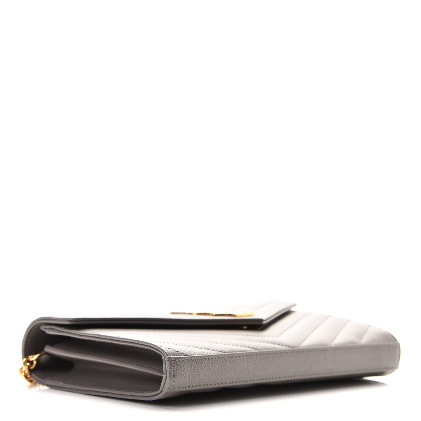 Grain De Poudre Matelasse Chevron Monogram Chain Wallet Fog