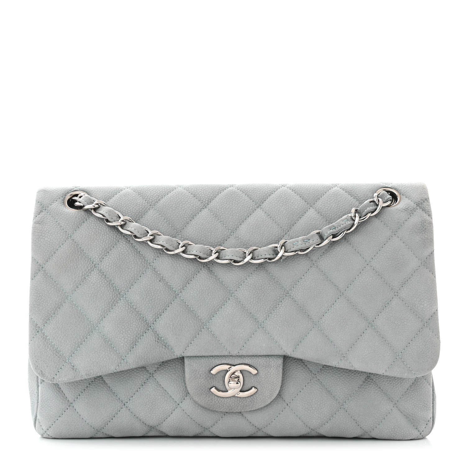 Chanel Iridescent Caviar Quilted Jumbo Double Flap Light Blue 1 of 12