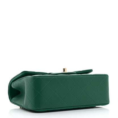 Chanel Lambskin Quilted Mini Top Handle Rectangular Flap Green 4 of 10