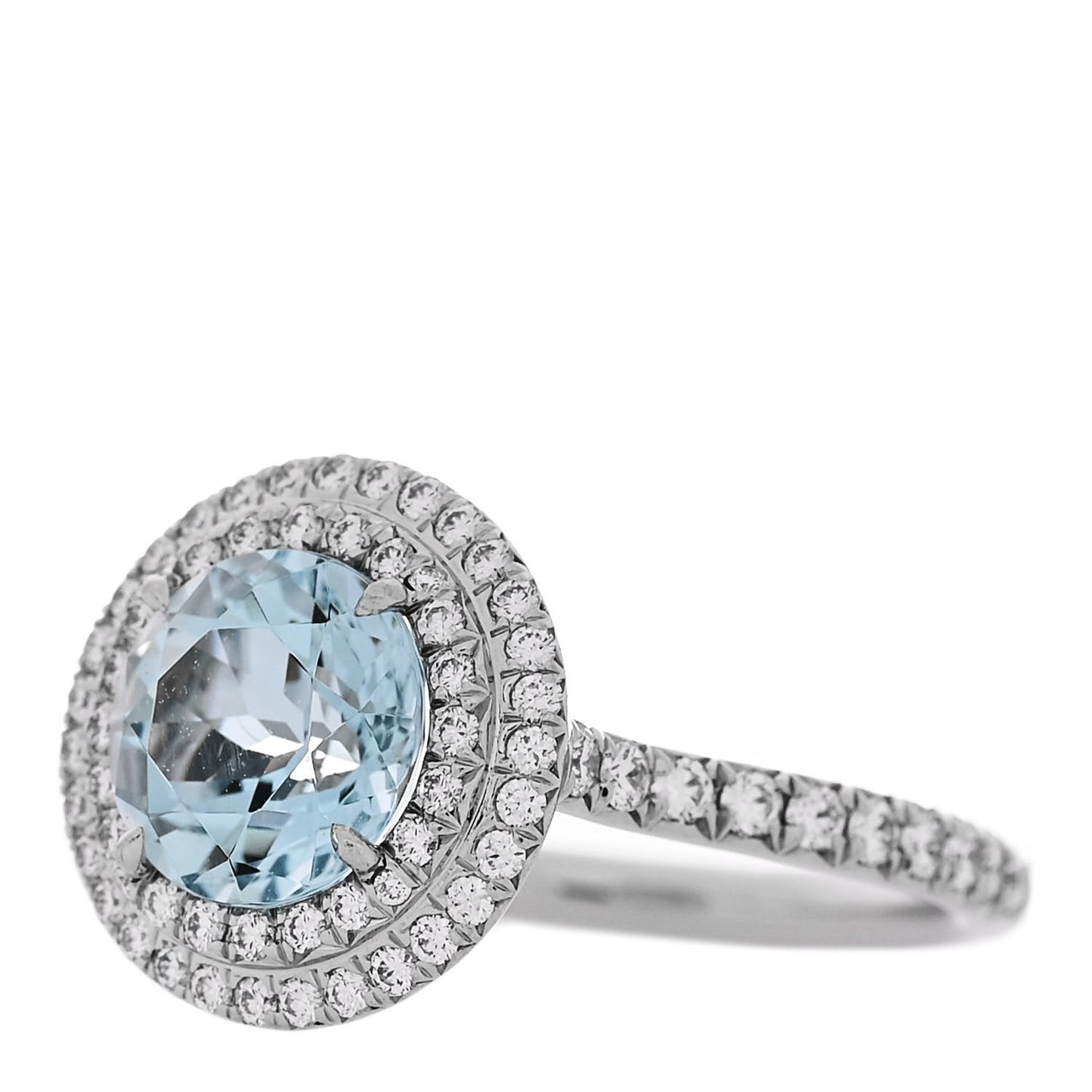 Platinum Diamond Aquamarine Soleste Ring 50 5.5