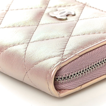 Chanel Iridescent Calfskin Quilted Zip Coin Purse Wallet Pink 10 of 11