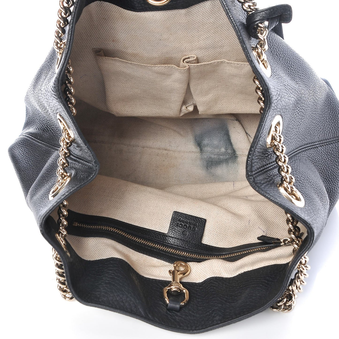 Pebbled Calfskin Medium Soho Chain Shoulder Bag Black