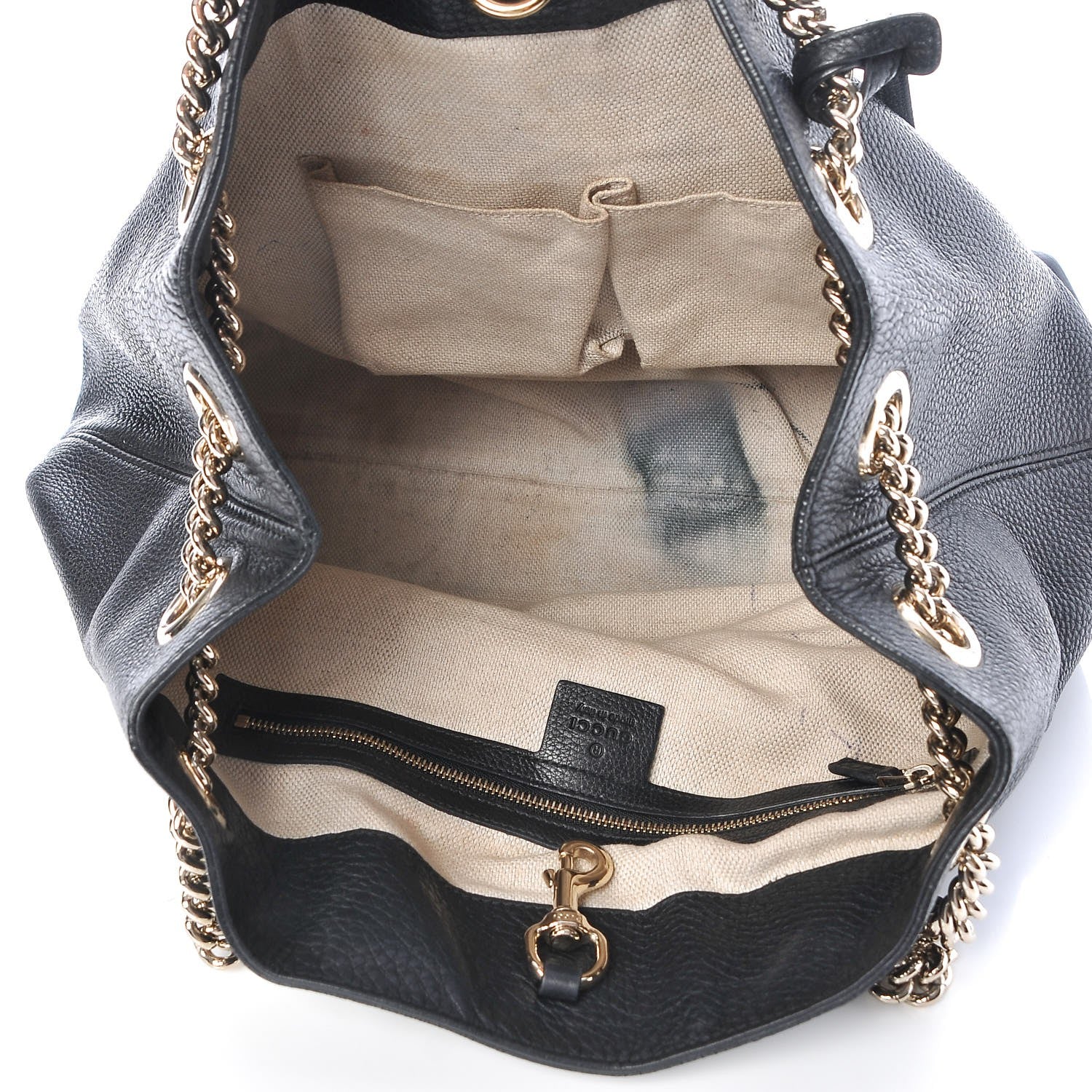 Gucci Pebbled Calfskin Medium Soho Chain Shoulder Bag Black 5 of 9