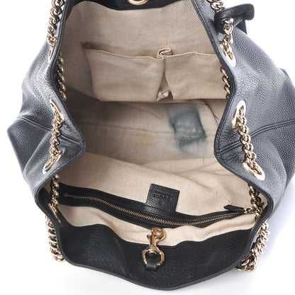 Gucci Pebbled Calfskin Medium Soho Chain Shoulder Bag Black 5 of 9