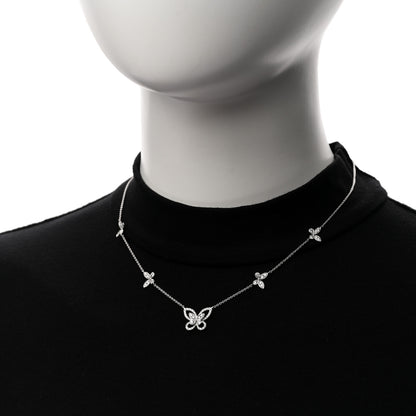 Graff 18K White Gold Diamond Multi Butterfly Silhouette Pendant Necklace 2 of 8