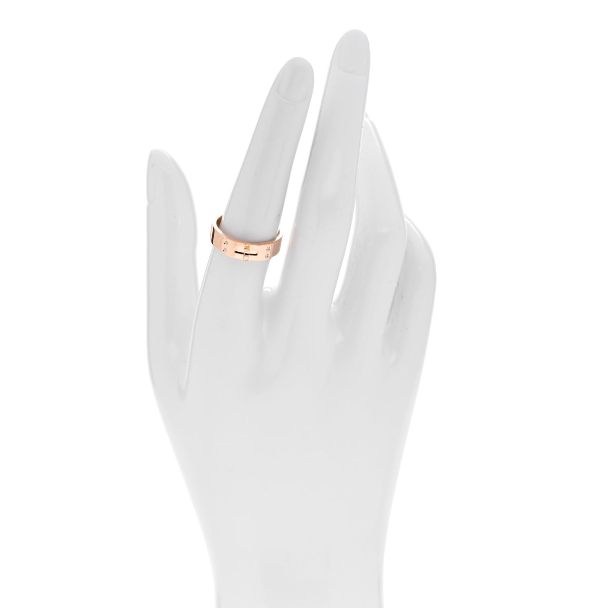 Hermes 18K Rose Gold Diamond PM Kelly Ring 52 6 2 of 5