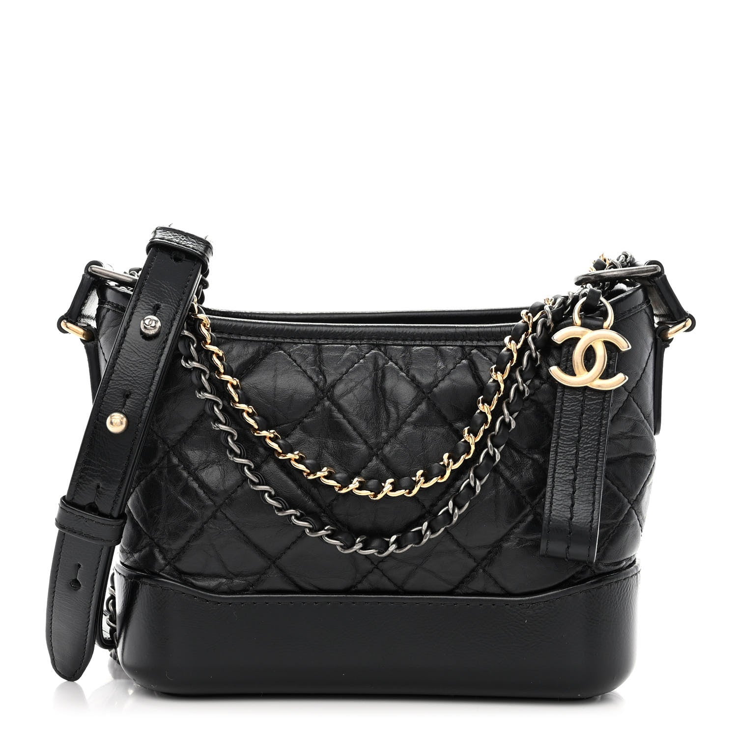 Chanel Aged Calfskin Quilted Small Gabrielle Hobo Black 1 of 10