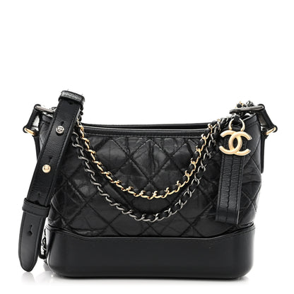 Chanel Aged Calfskin Quilted Small Gabrielle Hobo Black 1 of 10