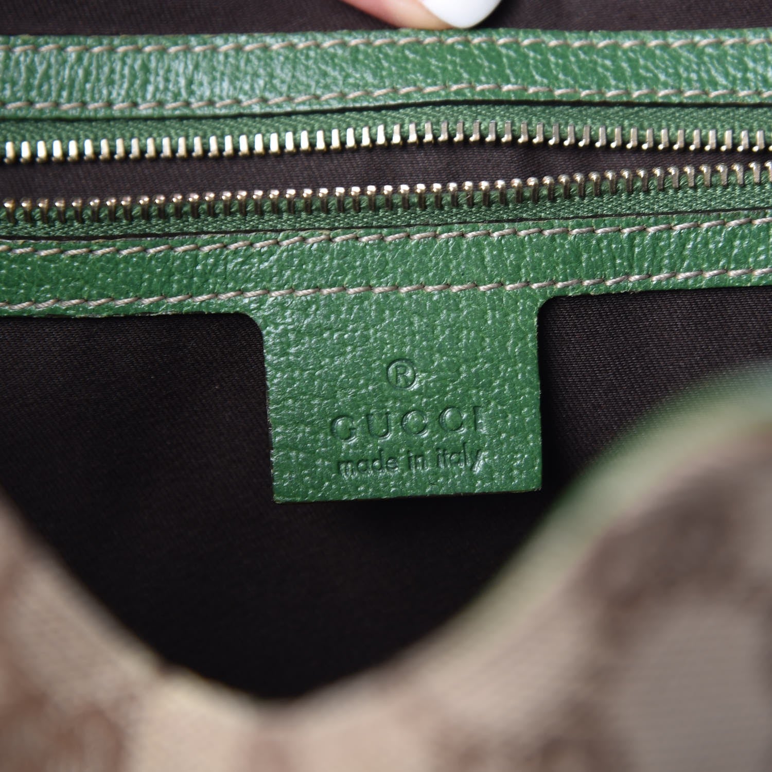 Gucci Monogram Calfskin Large Bardot Tote Green 6 of 14