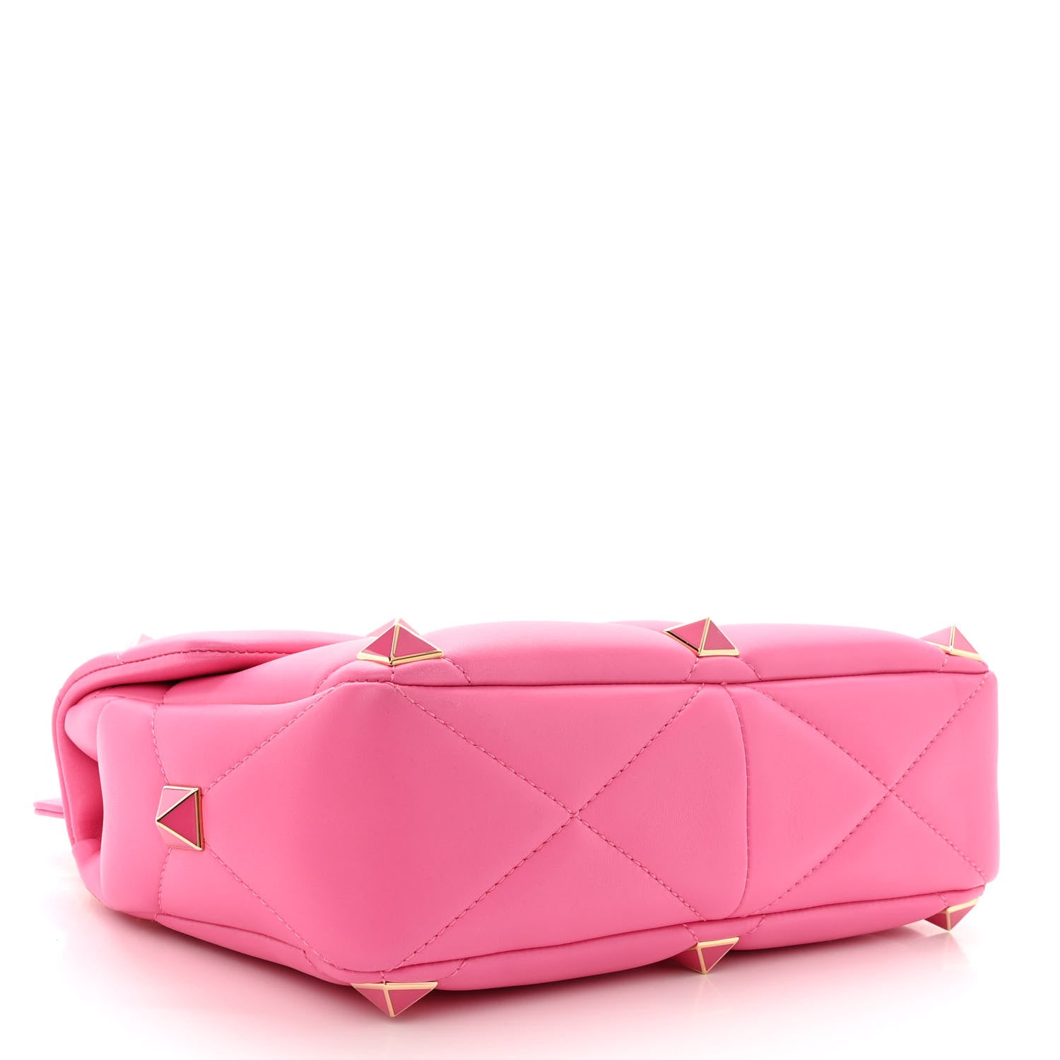 Valentino Garavani Nappa Enamel Large Roman Stud Shoulder Bag Feminine Pink 4 of 10