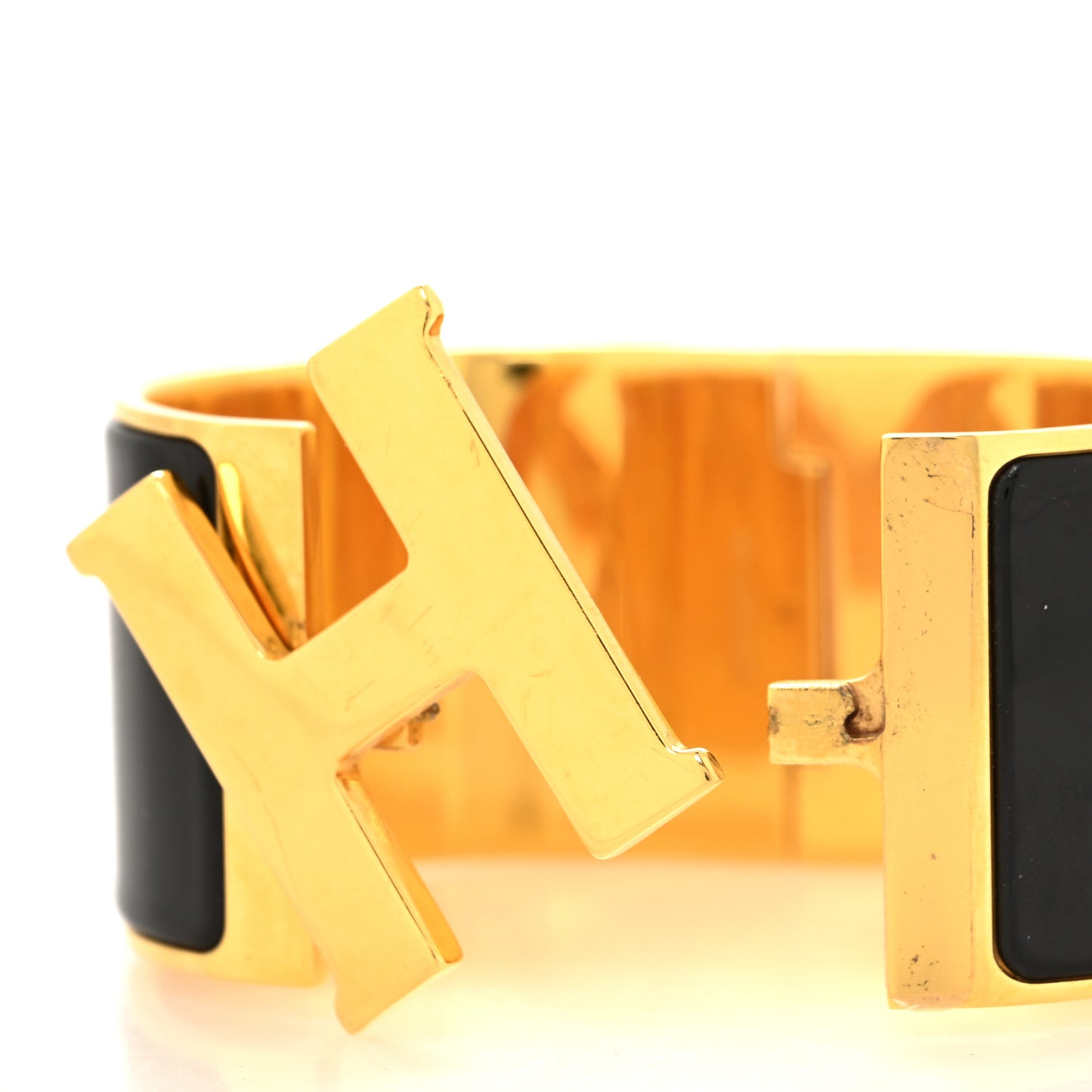 Enamel Extra Wide Clic Clac H Bracelet GM Black