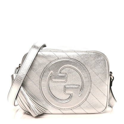 Gucci Metallic Sakai Be Green Calfskin Diagonal Stitched Small Blondie Shoulder Bag Silver 1 of 10