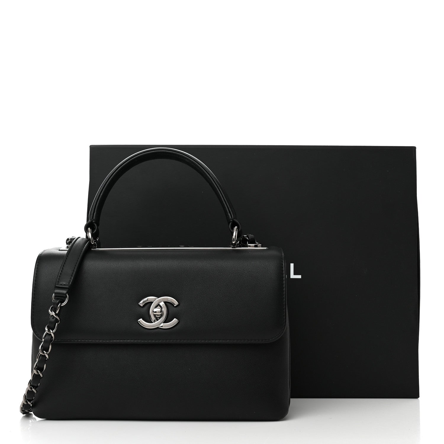 Chanel Calfskin Small Trendy CC Dual Handle Flap Bag Black 11 of 11