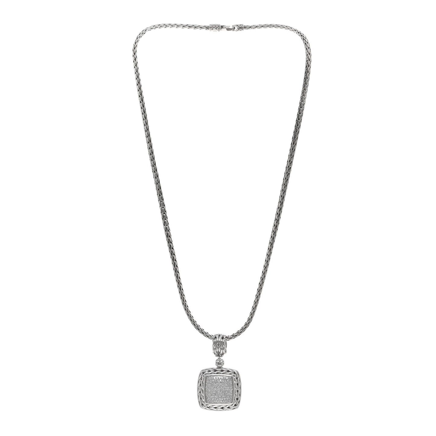 Sterling Silver Diamond Classic Chain Pendant Necklace