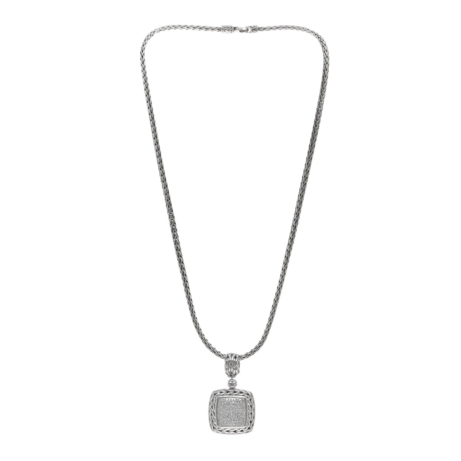 John Hardy Sterling Silver Diamond Classic Chain Pendant Necklace 3 of 4