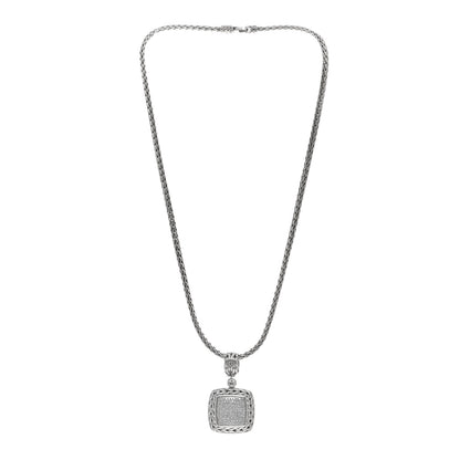 John Hardy Sterling Silver Diamond Classic Chain Pendant Necklace 3 of 4