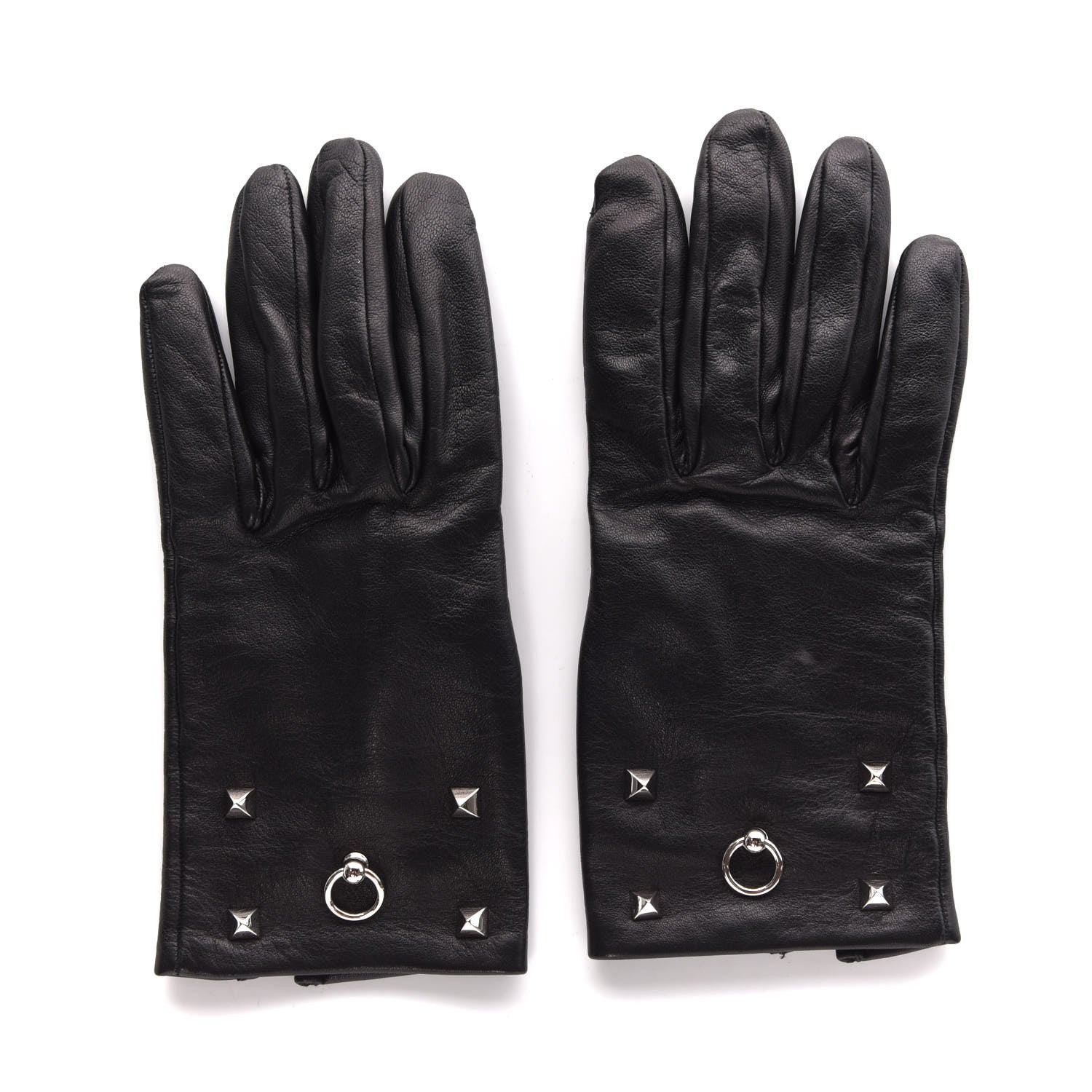 Hermes Lambskin Icone Gloves 8 Black 3 of 6