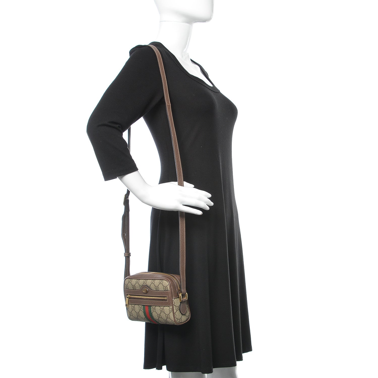 Gucci GG Supreme Monogram Web Mini Ophidia Shoulder Bag Brown 2 of 12