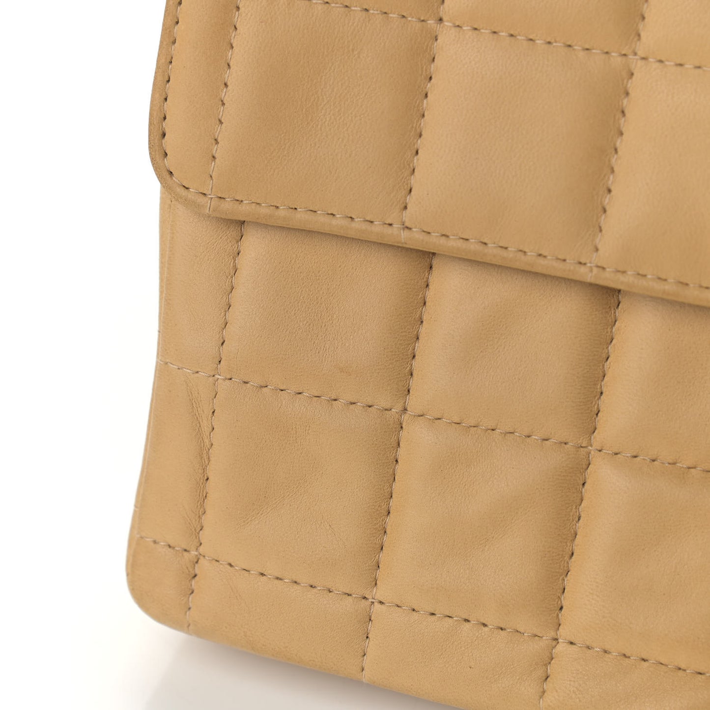 Lambskin East West Chocolate Bar Flap Beige