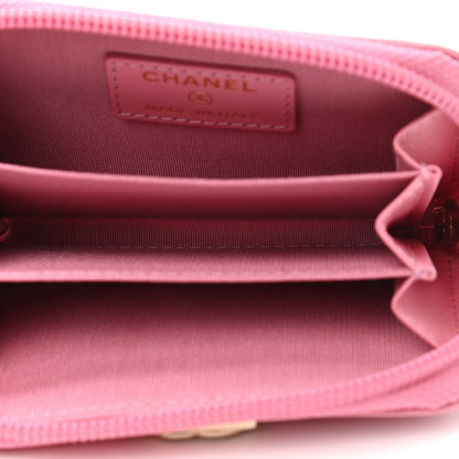 Chanel Caviar Quilted Boy Zip Around Coin Purse Wallet Light Pink 5 of 7