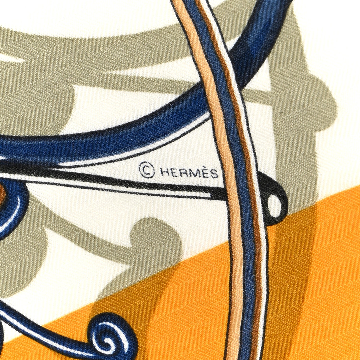 Hermes Cashmere Silk Voitures en Equilibre Shawl 140 Terracotta Mangue Vert Amande 3 of 5