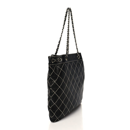 Chanel Lambskin Contrast Stitch Shoulder Bag Black 3 of 10