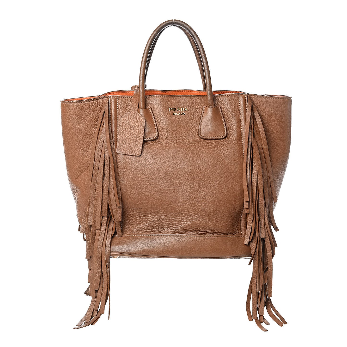 Cervo Deerskin Fringe Tote Cammello