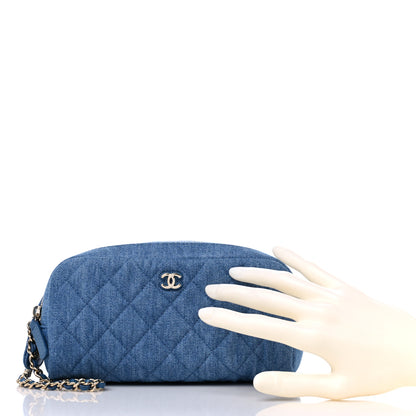 Chanel Denim Quilted Toiletry Case Blue 2 of 10
