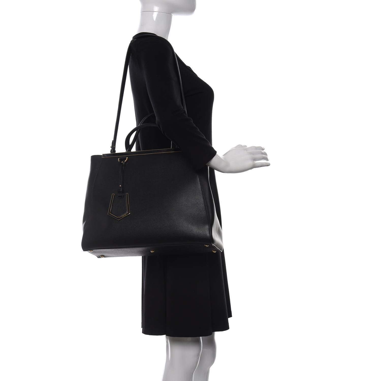 Fendi Vitello Elite Medium 2Jours Tote Black 1 of 5