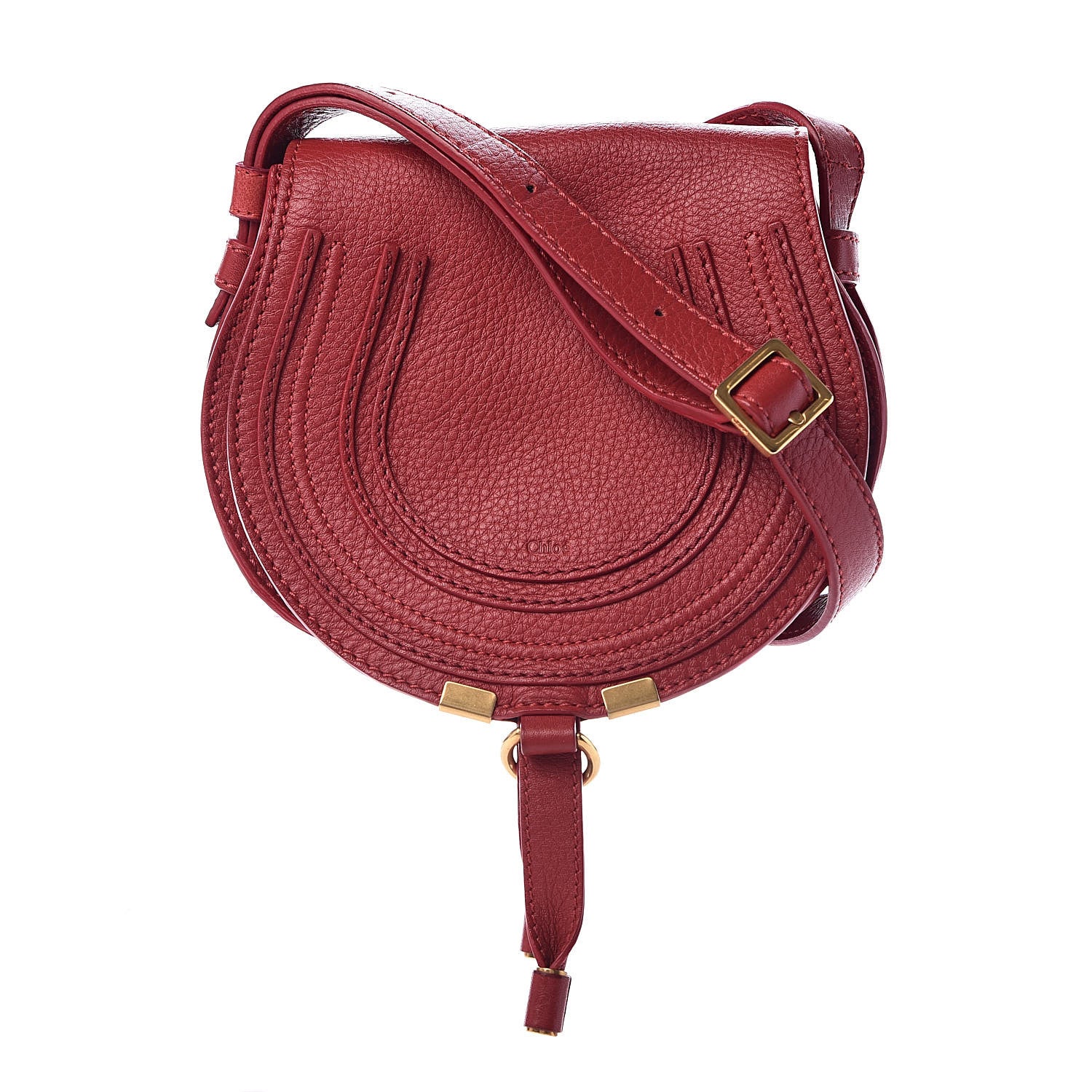 Chloe Calfskin Mini Marcie Round Crossbody Bag Red 1 of 12