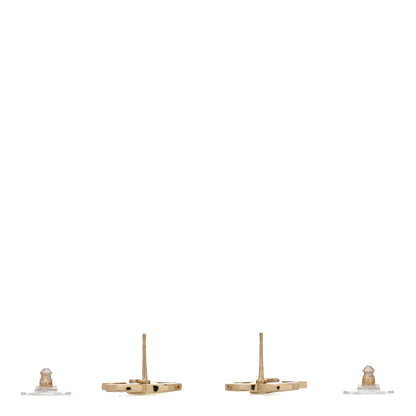 Chanel Baguette Crystal Logo CC Earrings Gold 3 of 5