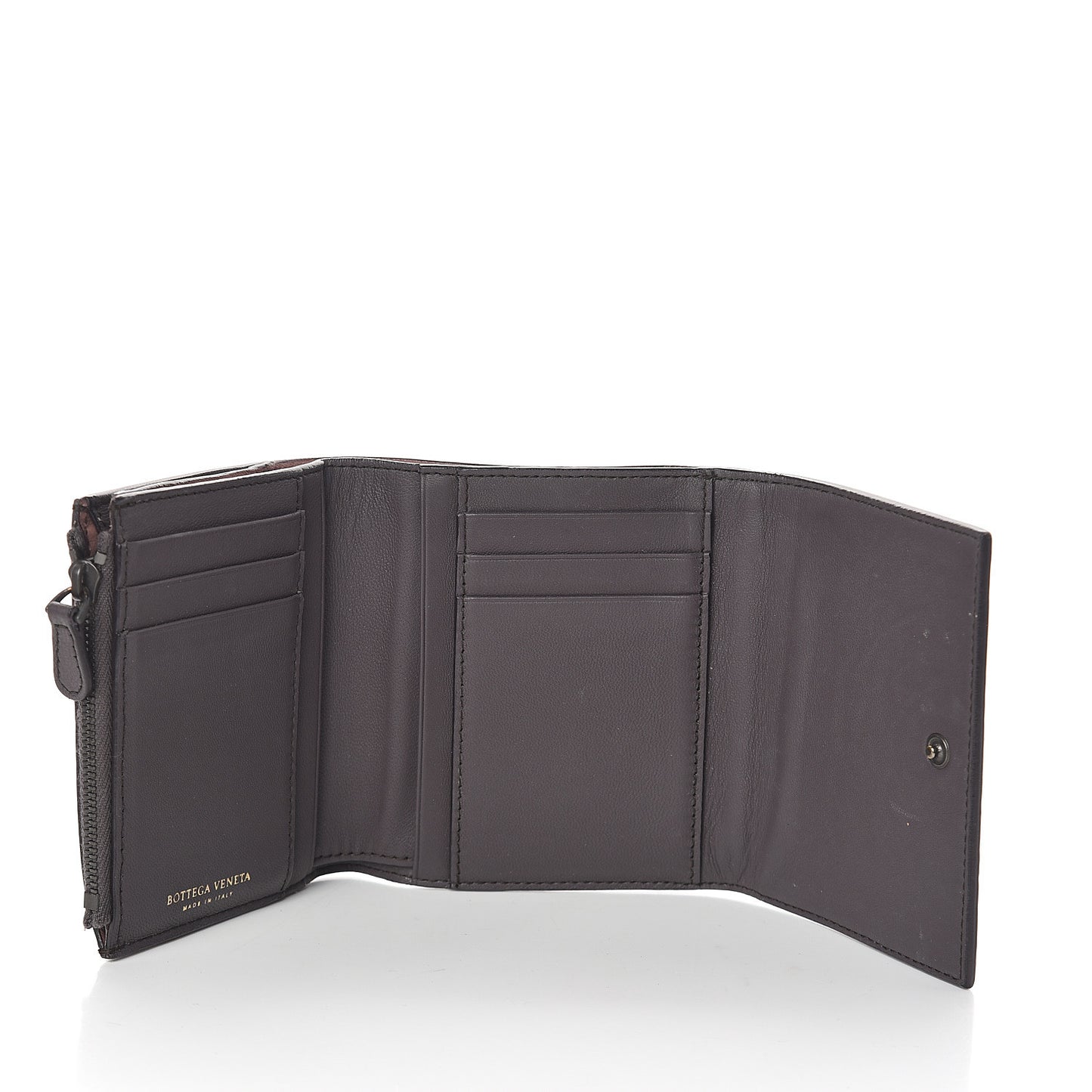 Nappa Intrecciato Compact Flap Wallet Light Graphite