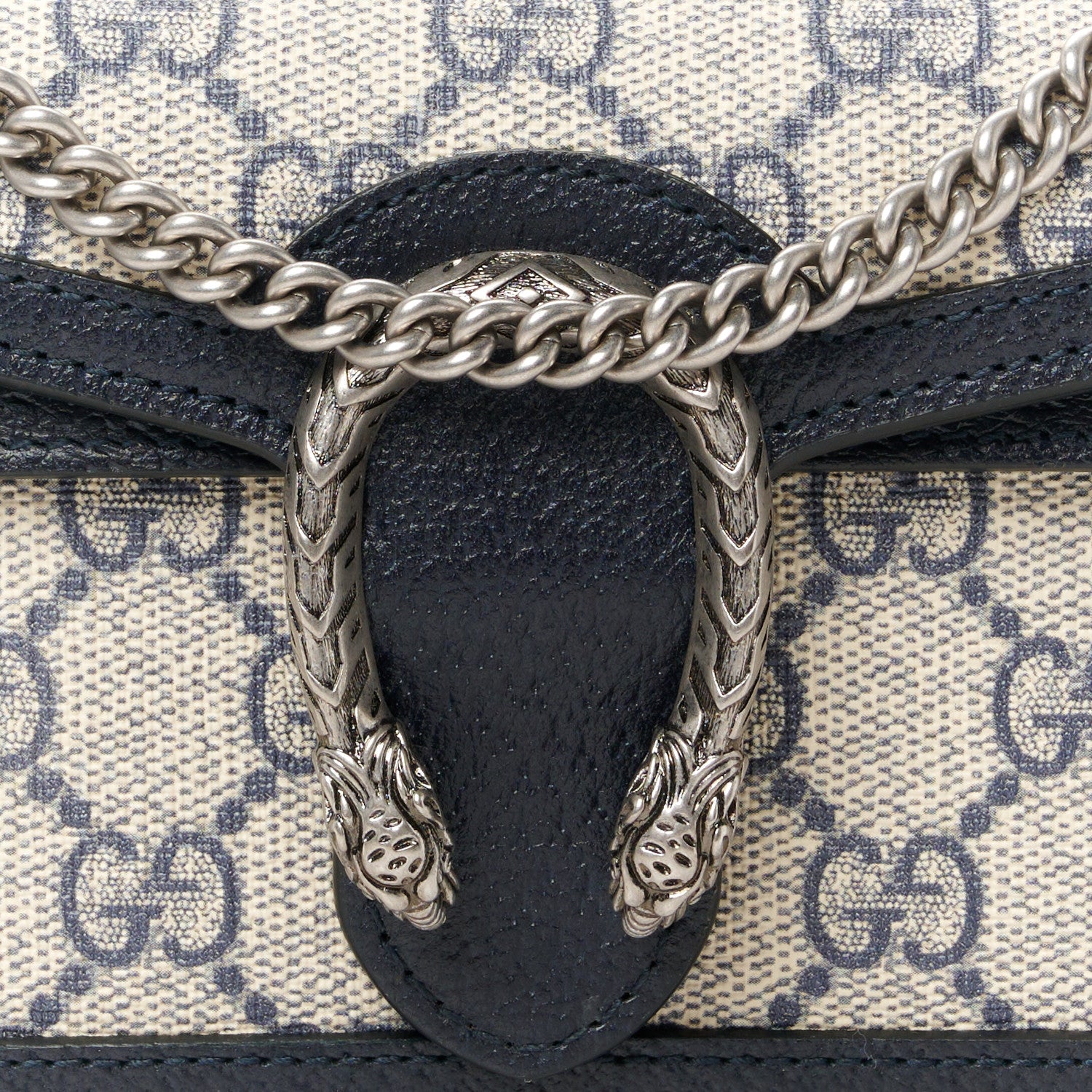 Gucci GG Supreme Monogram Textured Dollar Calfskin Super Mini Dionysus Shoulder Bag Beige Blue 8 of 11