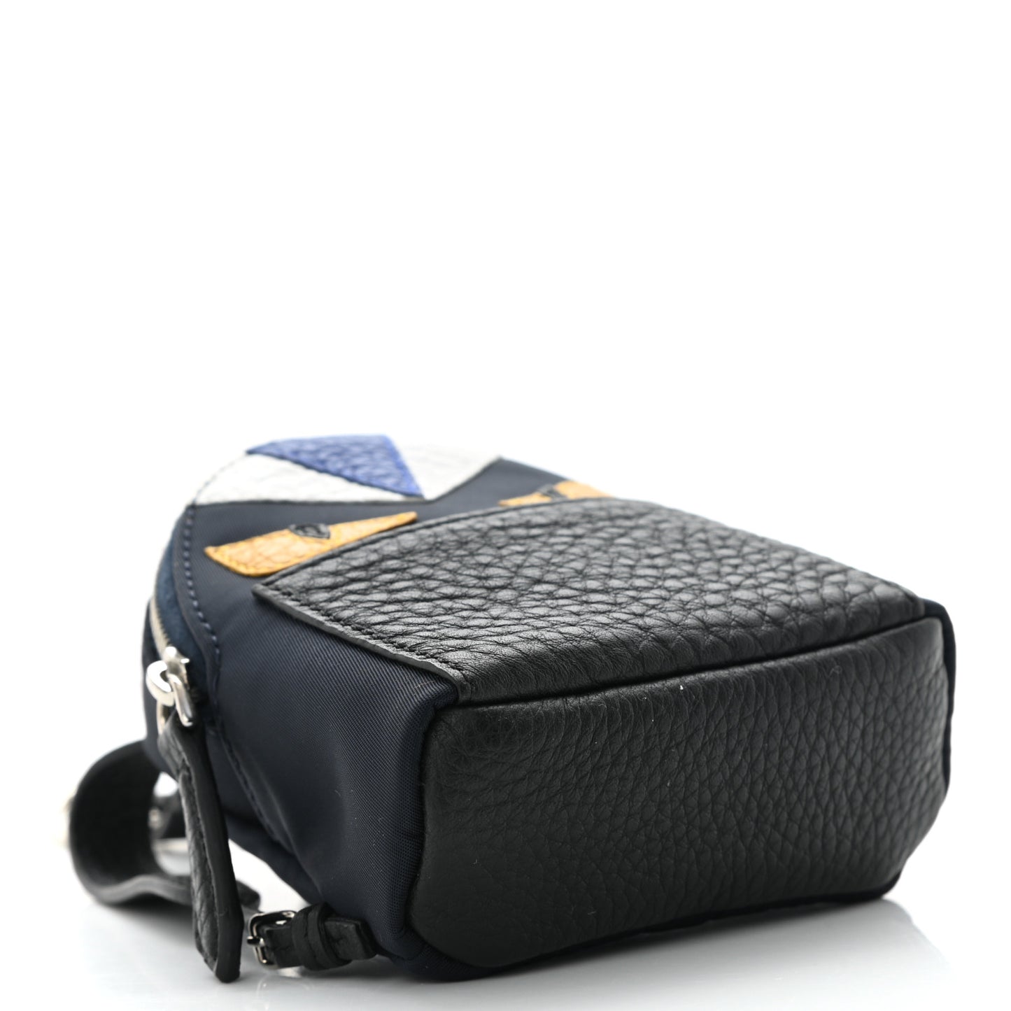 Nylon Cuoio Romano Nutria Fox Fur Monster Eyes Mini Backpack Charm Blue Black Multicolor