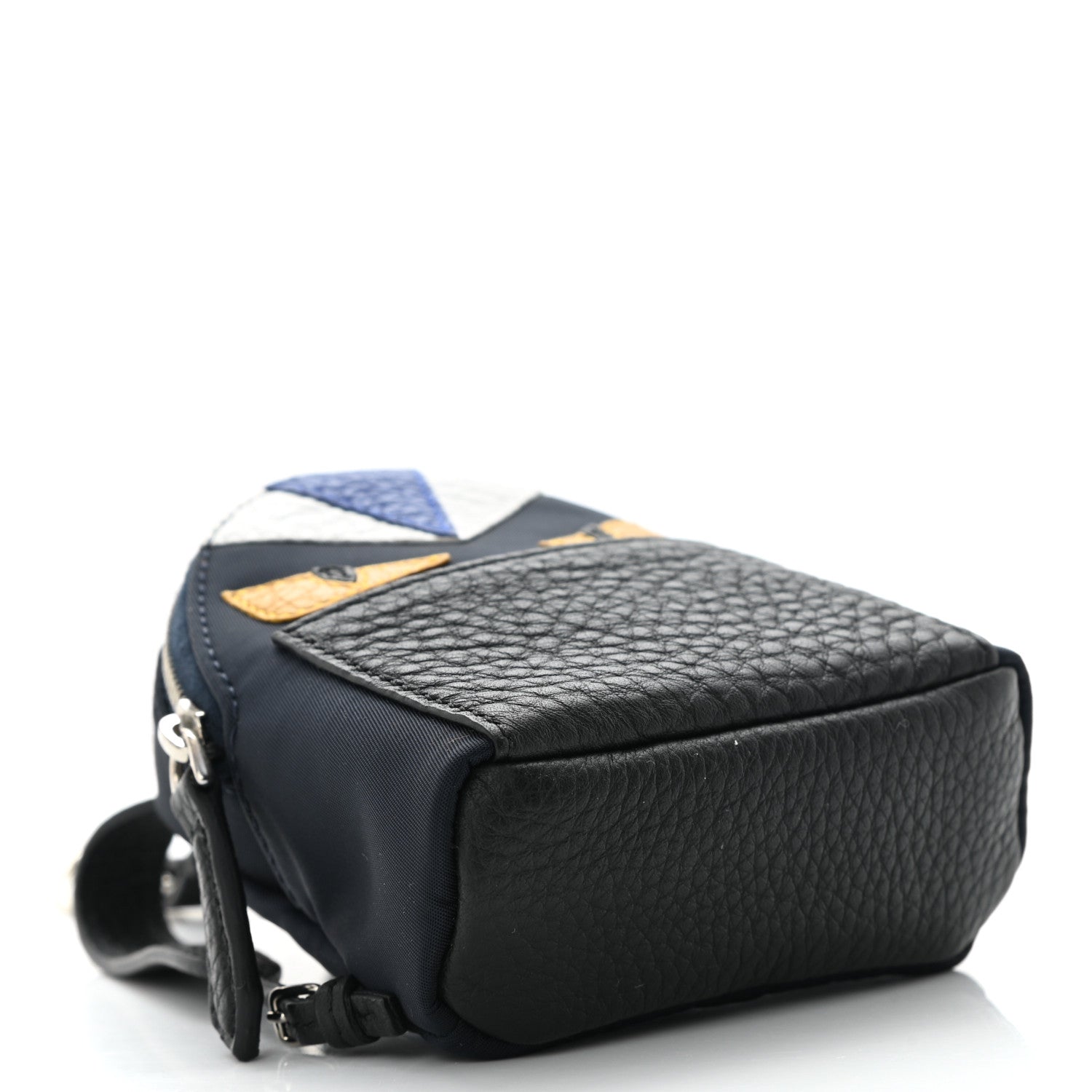 Fendi Nylon Cuoio Romano Nutria Fox Fur Monster Eyes Mini Backpack Charm Blue Black Multicolor 3 of 9