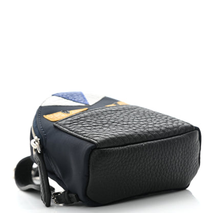 Fendi Nylon Cuoio Romano Nutria Fox Fur Monster Eyes Mini Backpack Charm Blue Black Multicolor 3 of 9