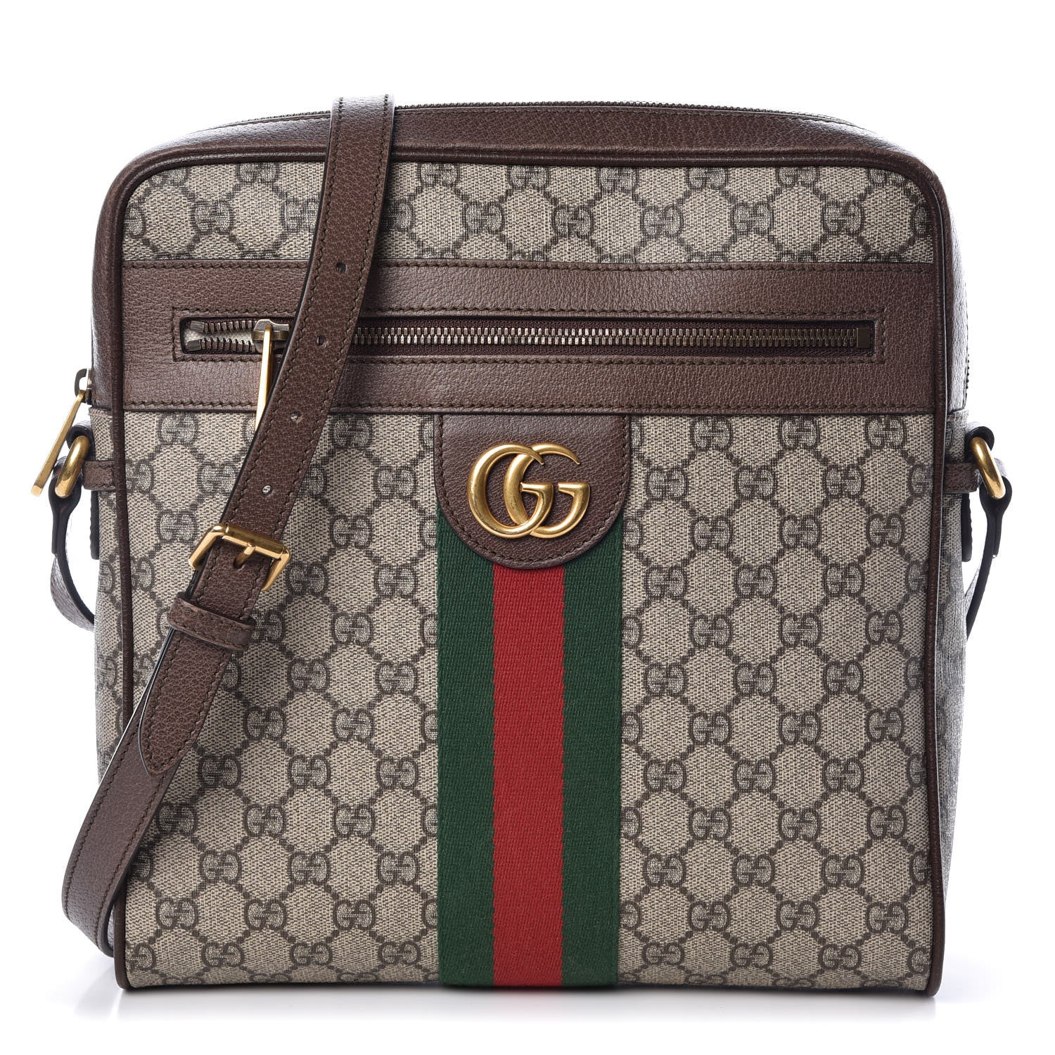 Gucci GG Supreme Monogram Web Medium Ophidia Messenger Bag Brown 1 of 9