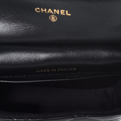 Chanel Calfskin Quilted Lady Handle Flap Card Holder With Chain Black 5 of 11