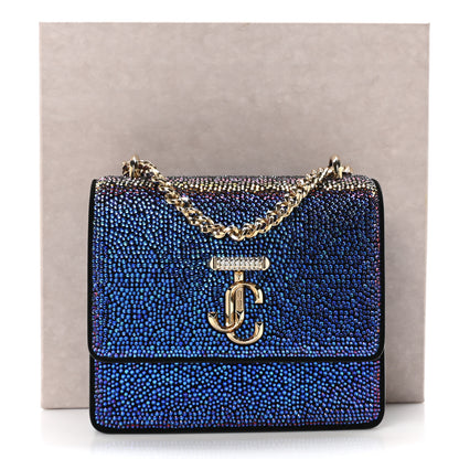 Jimmy Choo Suede Crystal Varenne Chain Shoulder Bag Black Ultraviolet 10 of 10