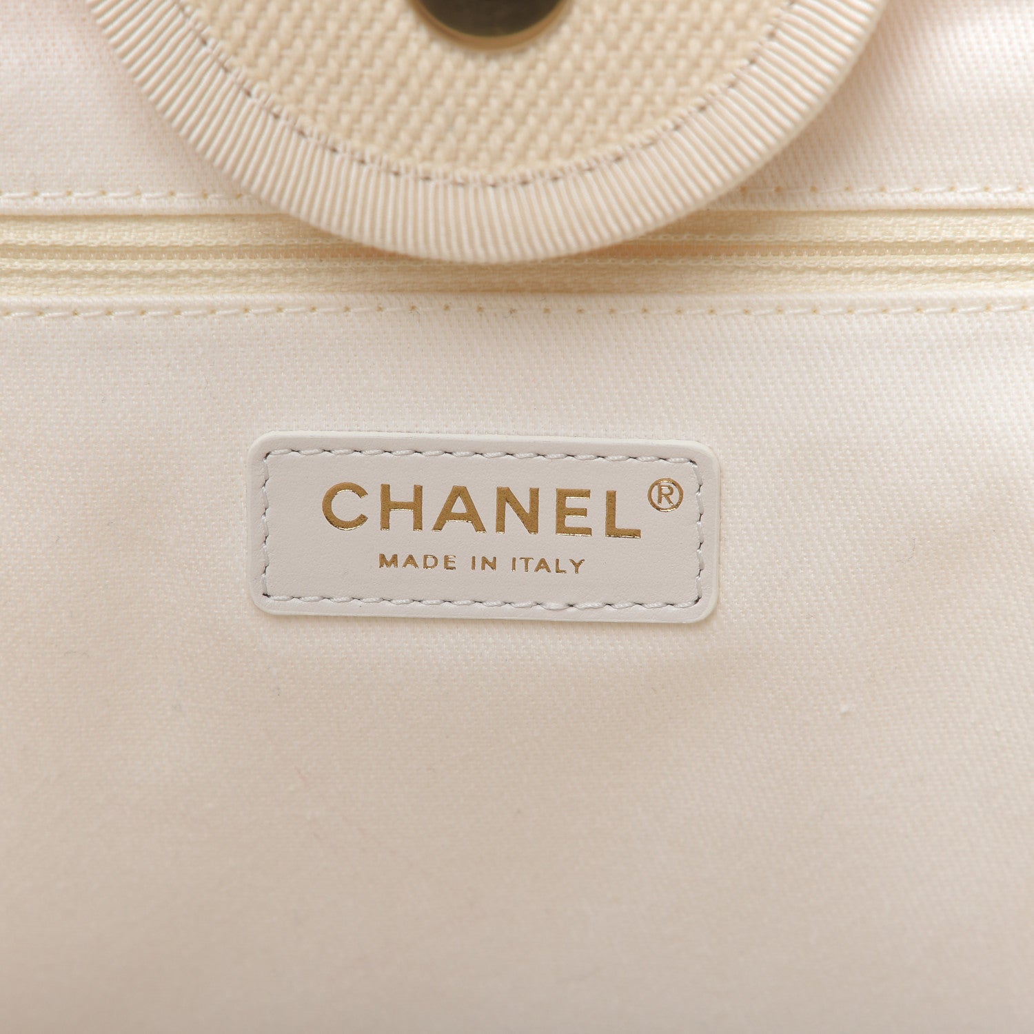 Chanel Canvas Pearl Medium Deauville Tote Ecru Beige 8 of 10
