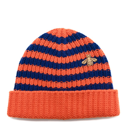 Gucci Wool Knit Bee Embroidered K2 Beanie Hat 58 Orange Blue 1 of 4