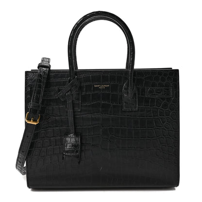 Saint Laurent Calfskin Crocodile Embossed Baby Sac De Jour Black 1 of 9