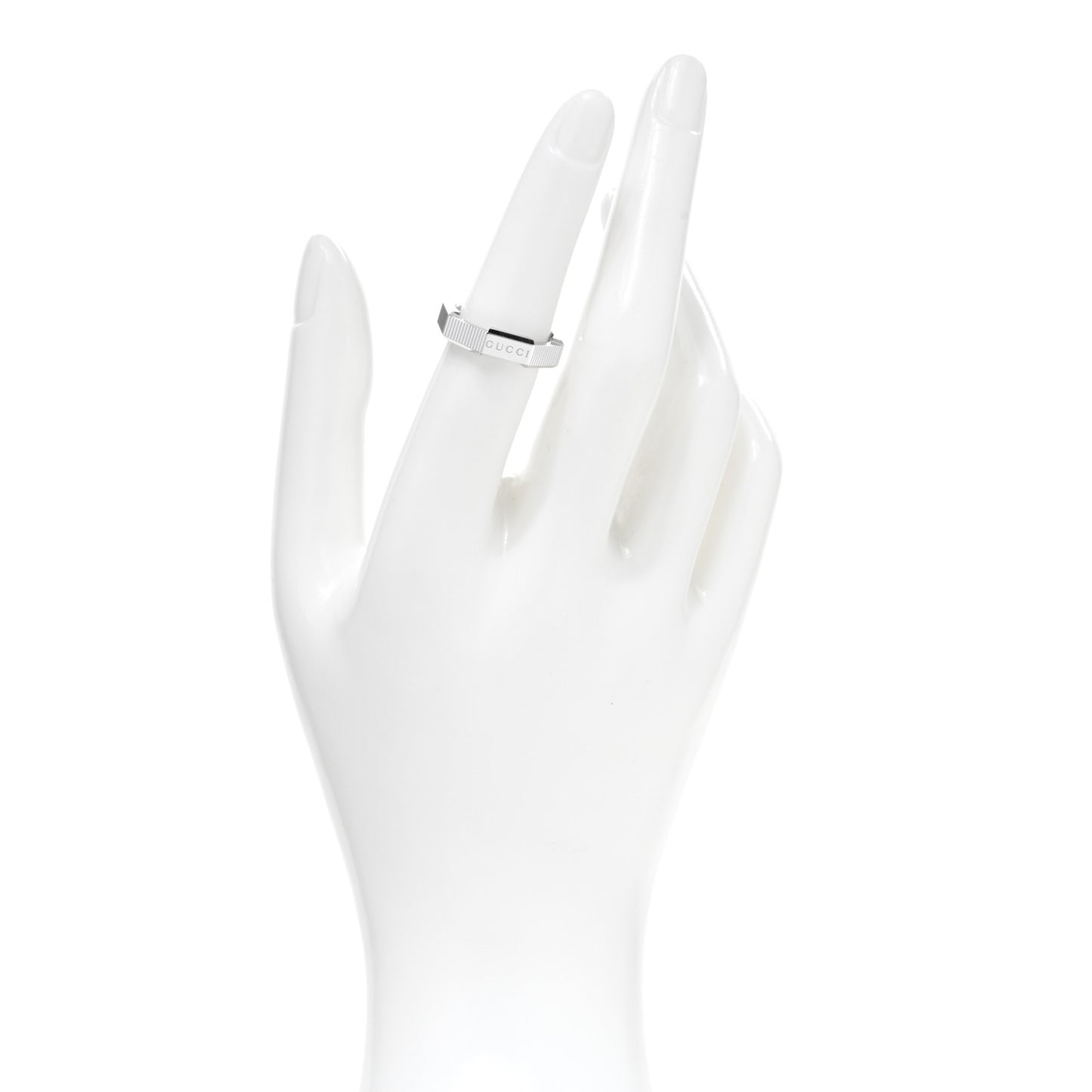 18K White Gold 5mm Link To Love Striped Ring 53 6.25