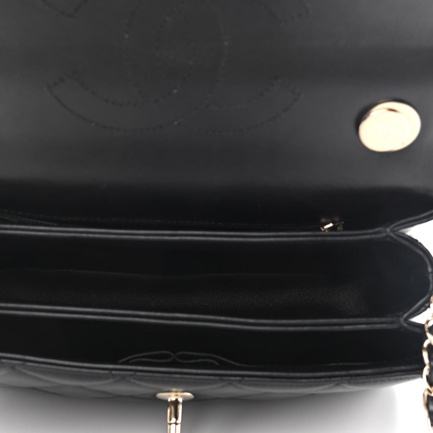 Lambskin Quilted Small Trendy CC Dual Handle Flap Bag Black