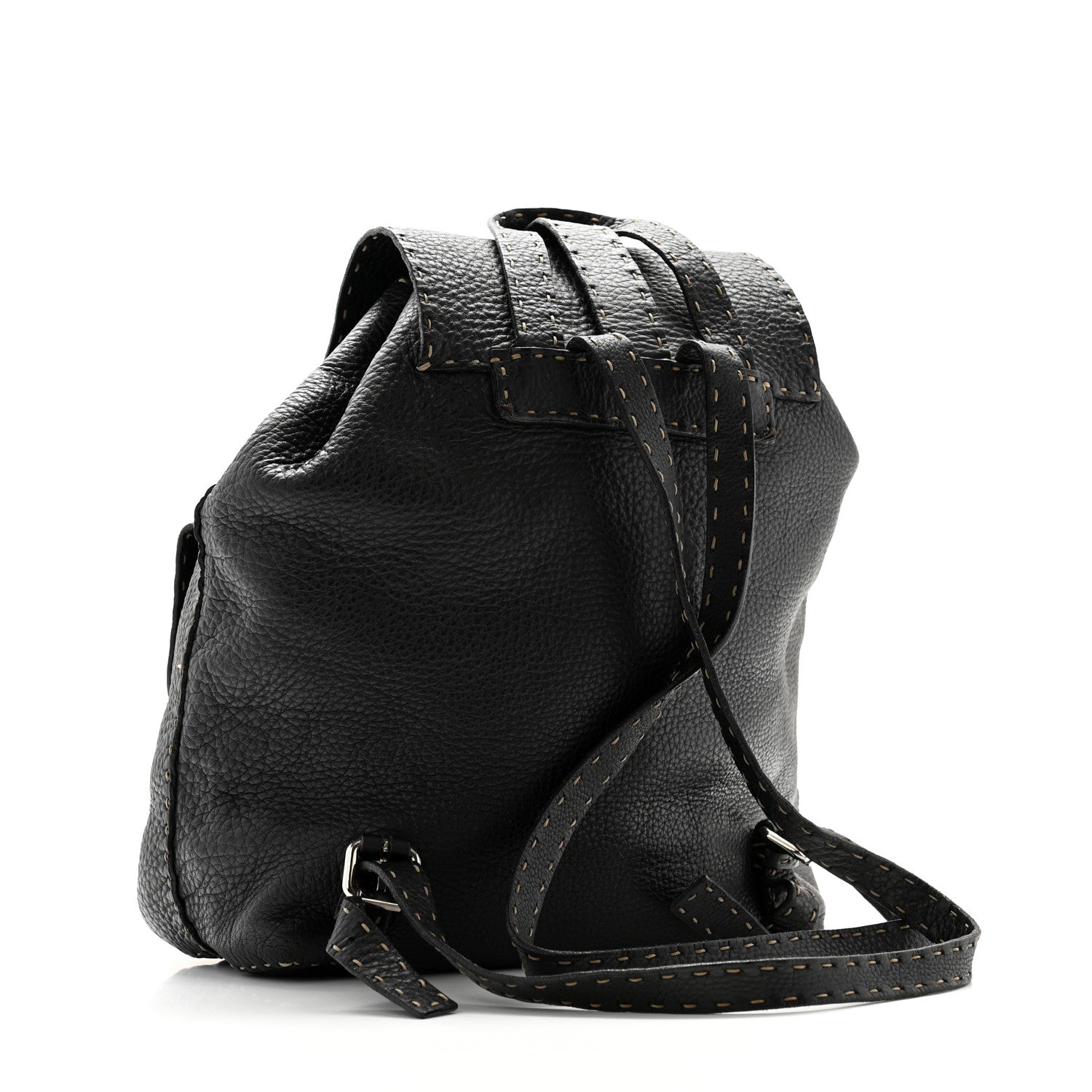Fendi Calfskin Romano Selleria Backpack Black 3 of 13